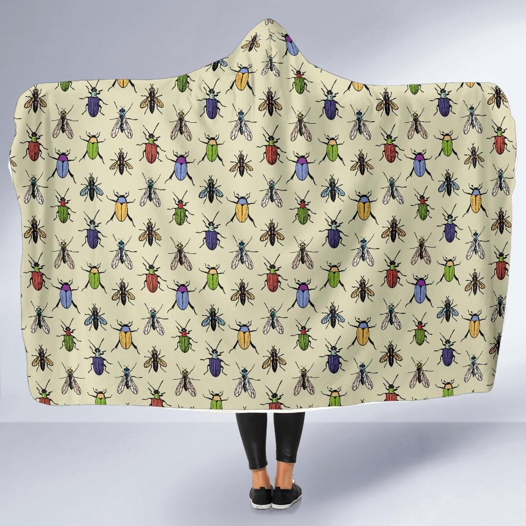 Bug Pattern Print Hooded Blanket-grizzshop