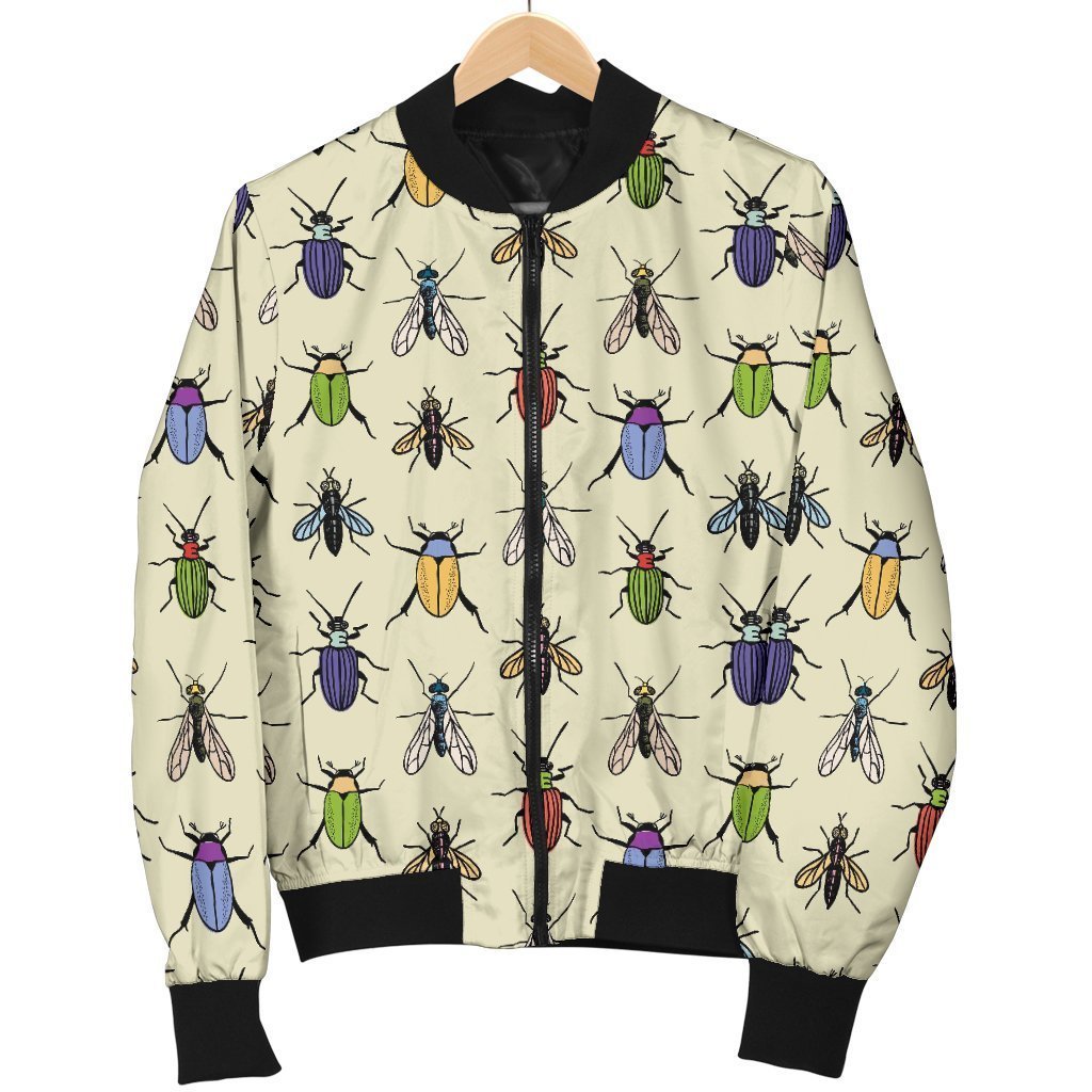Bug Pattern Print Women Casual Bomber Jacket-grizzshop