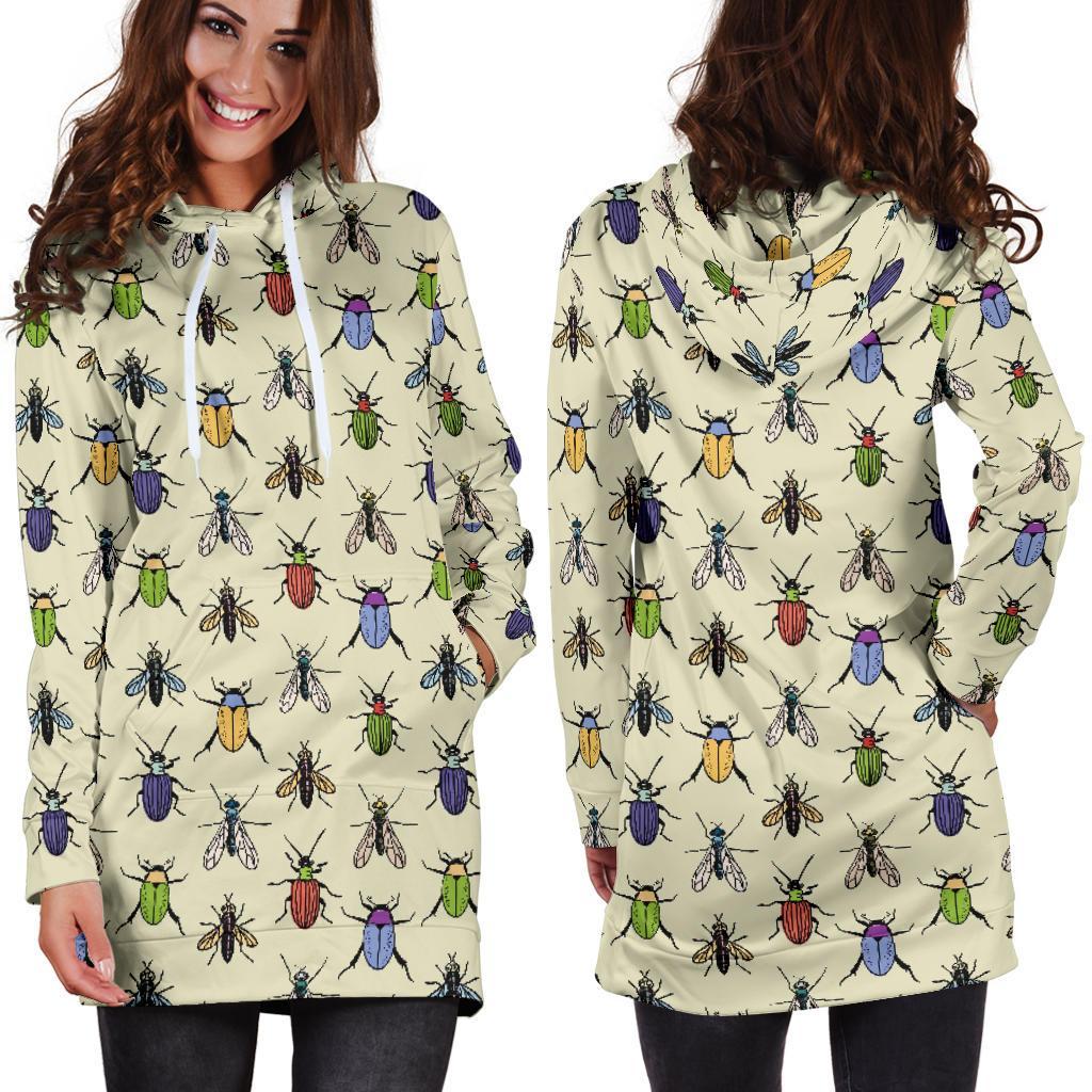 Bug Pattern Print Women Hoodie Dress-grizzshop