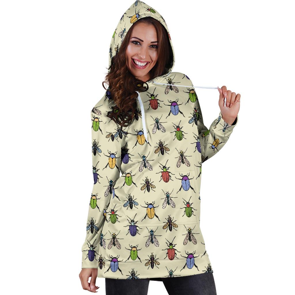 Bug Pattern Print Women Hoodie Dress-grizzshop