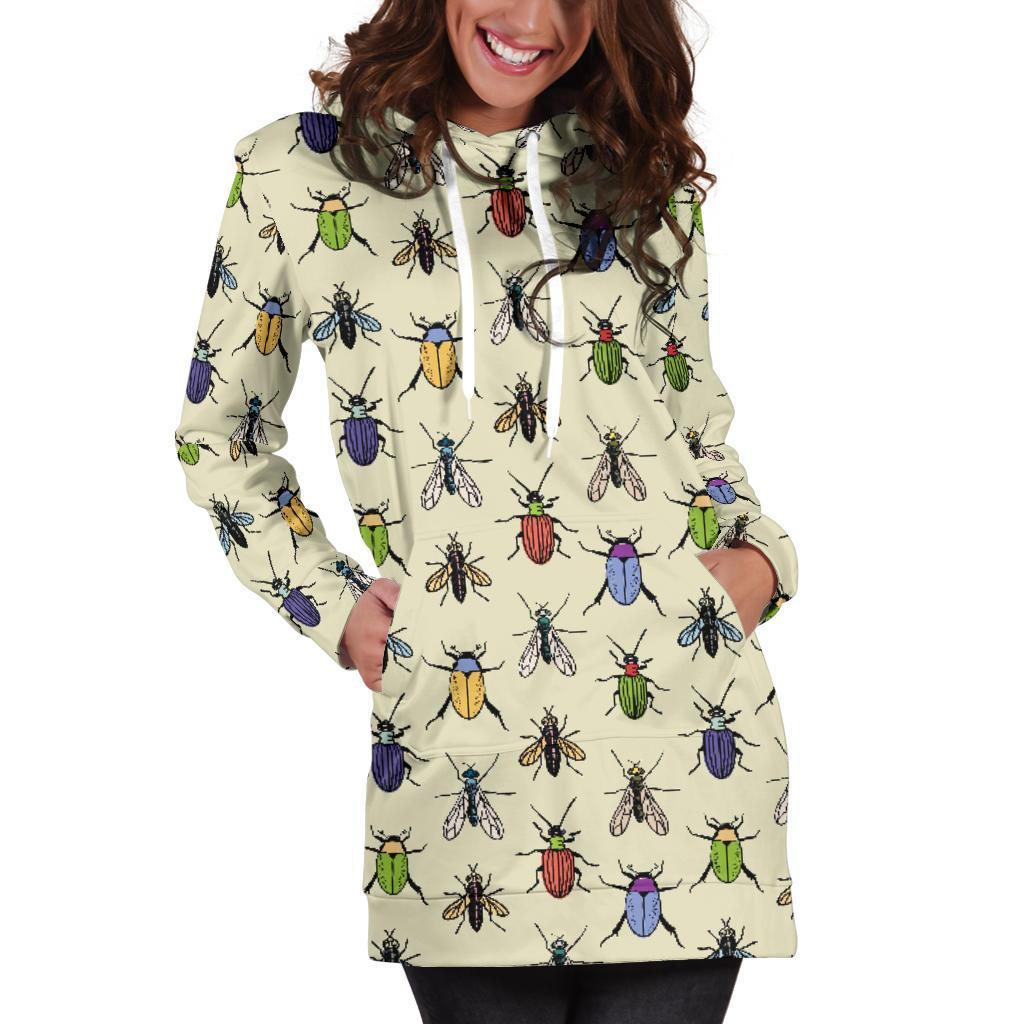 Bug Pattern Print Women Hoodie Dress-grizzshop