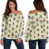 Bug Pattern Print Women Off Shoulder Sweatshirt-grizzshop