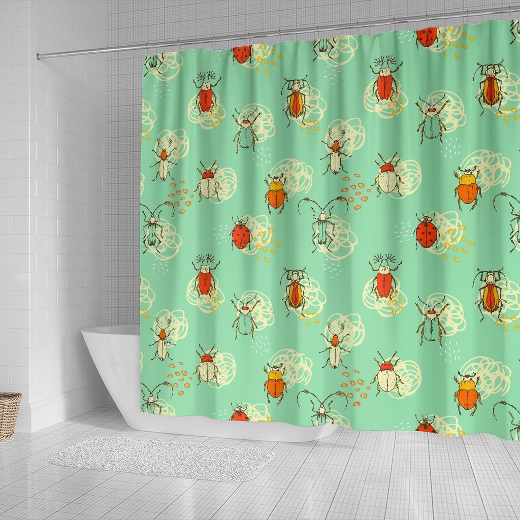 Bug Print Pattern Bathroom Shower Curtain-grizzshop