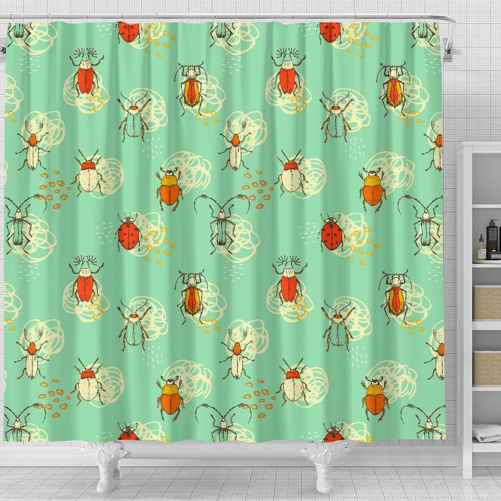 Bug Print Pattern Bathroom Shower Curtain-grizzshop