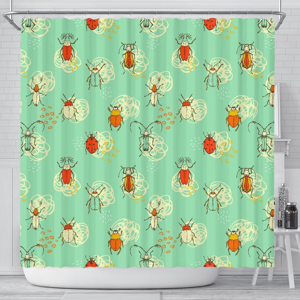 Bug Print Pattern Bathroom Shower Curtain-grizzshop