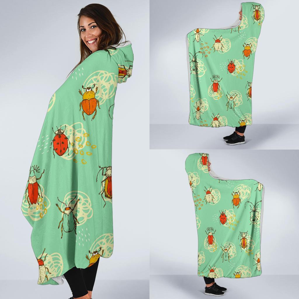 Bug Print Pattern Hooded Blanket-grizzshop