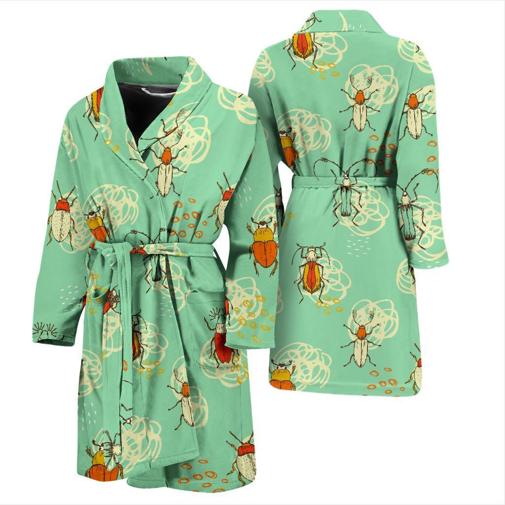 Bug Print Pattern Men Long Robe-grizzshop