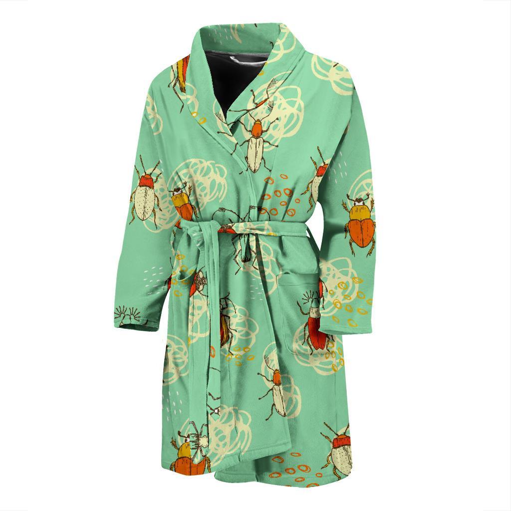 Bug Print Pattern Men Long Robe-grizzshop