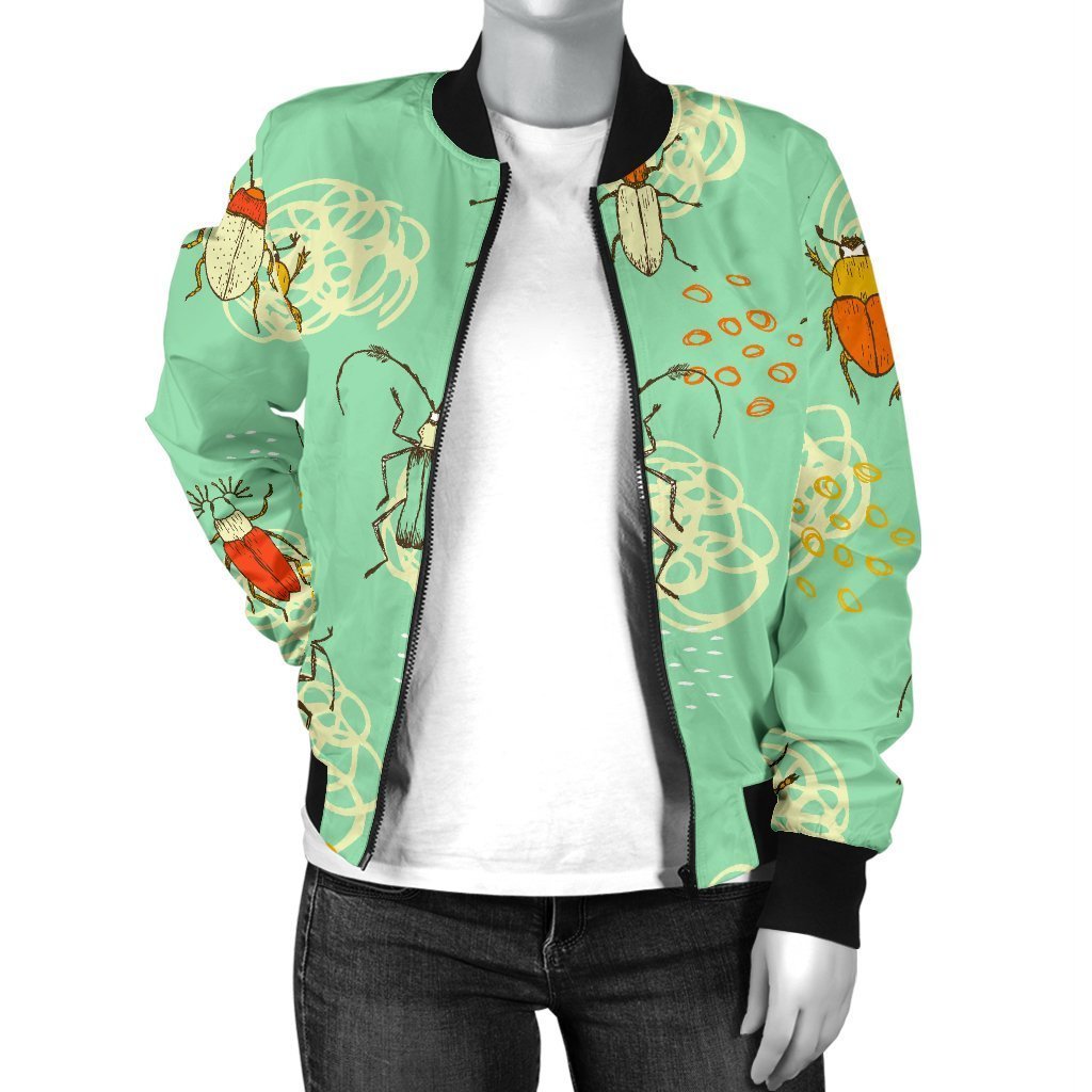 Bug Print Pattern Women Casual Bomber Jacket-grizzshop