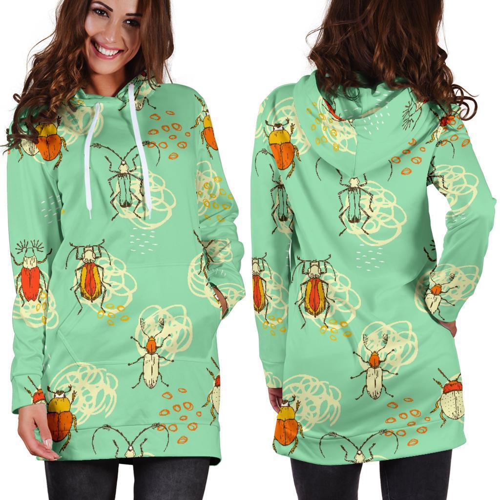 Bug Print Pattern Women Hoodie Dress-grizzshop