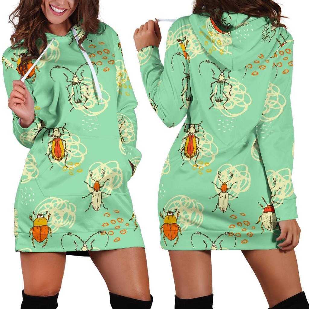 Bug Print Pattern Women Hoodie Dress-grizzshop