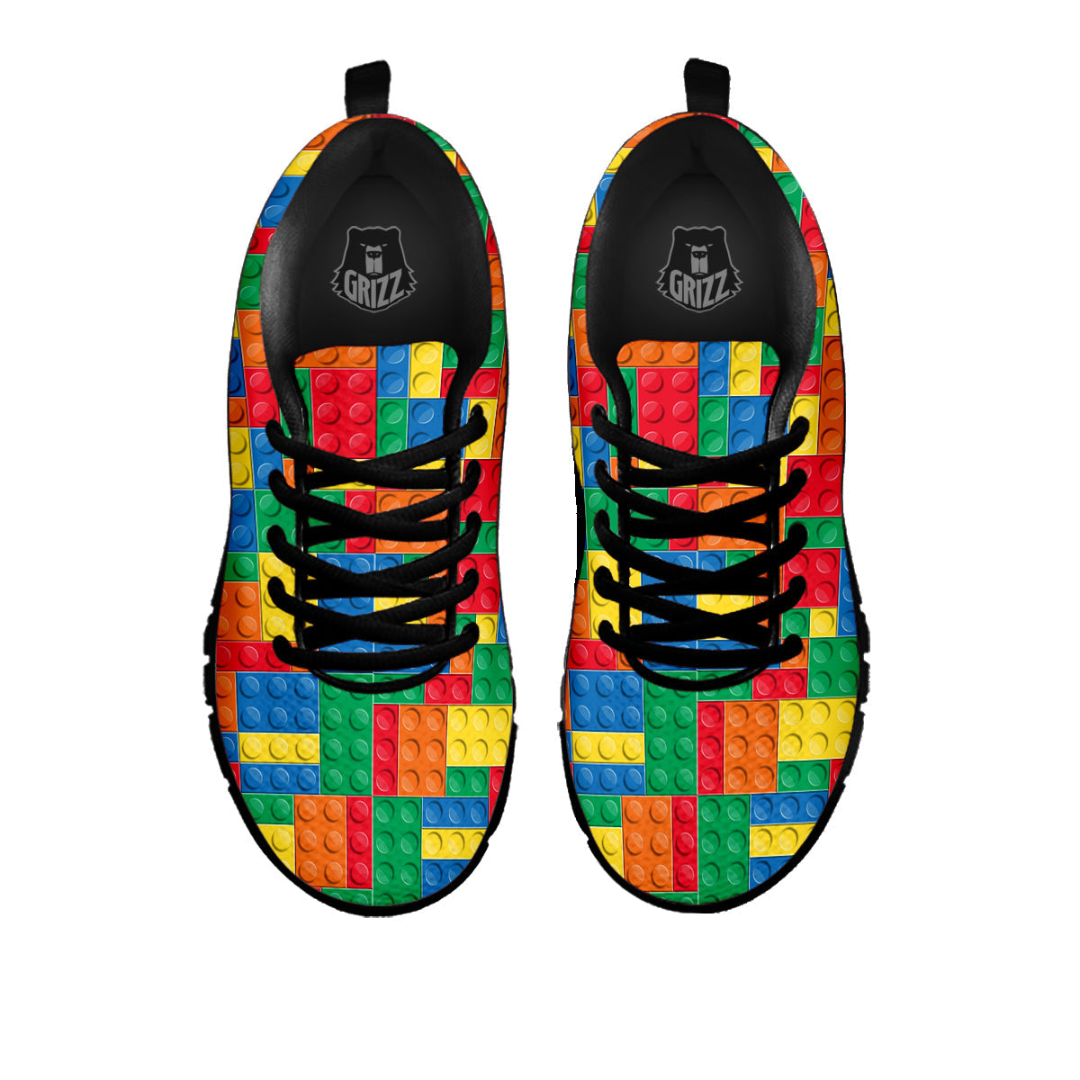 Building Blocks Colorful Plastic Print Black Sneaker-grizzshop