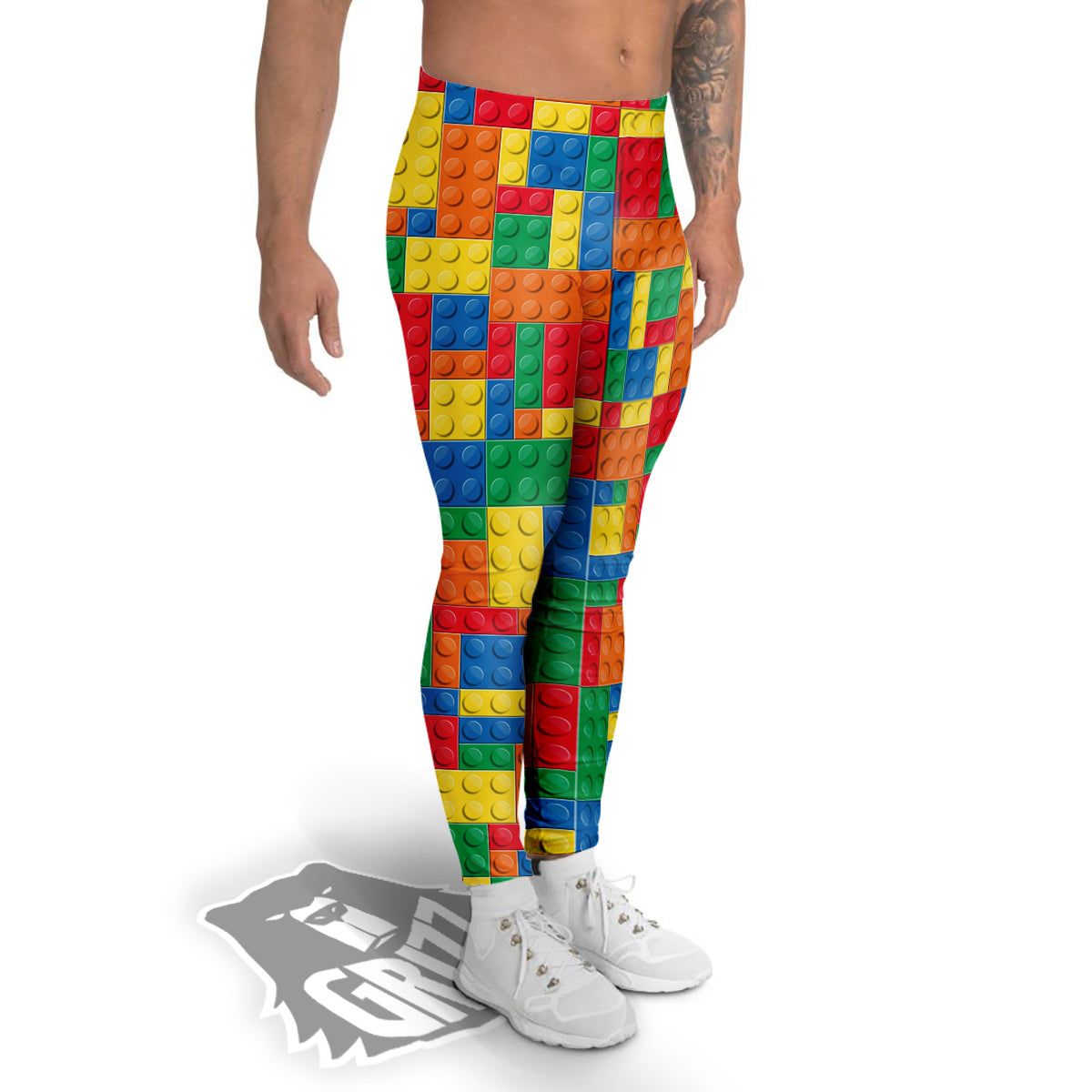 Building Blocks Colorful Plastic Print Men's Leggings-grizzshop