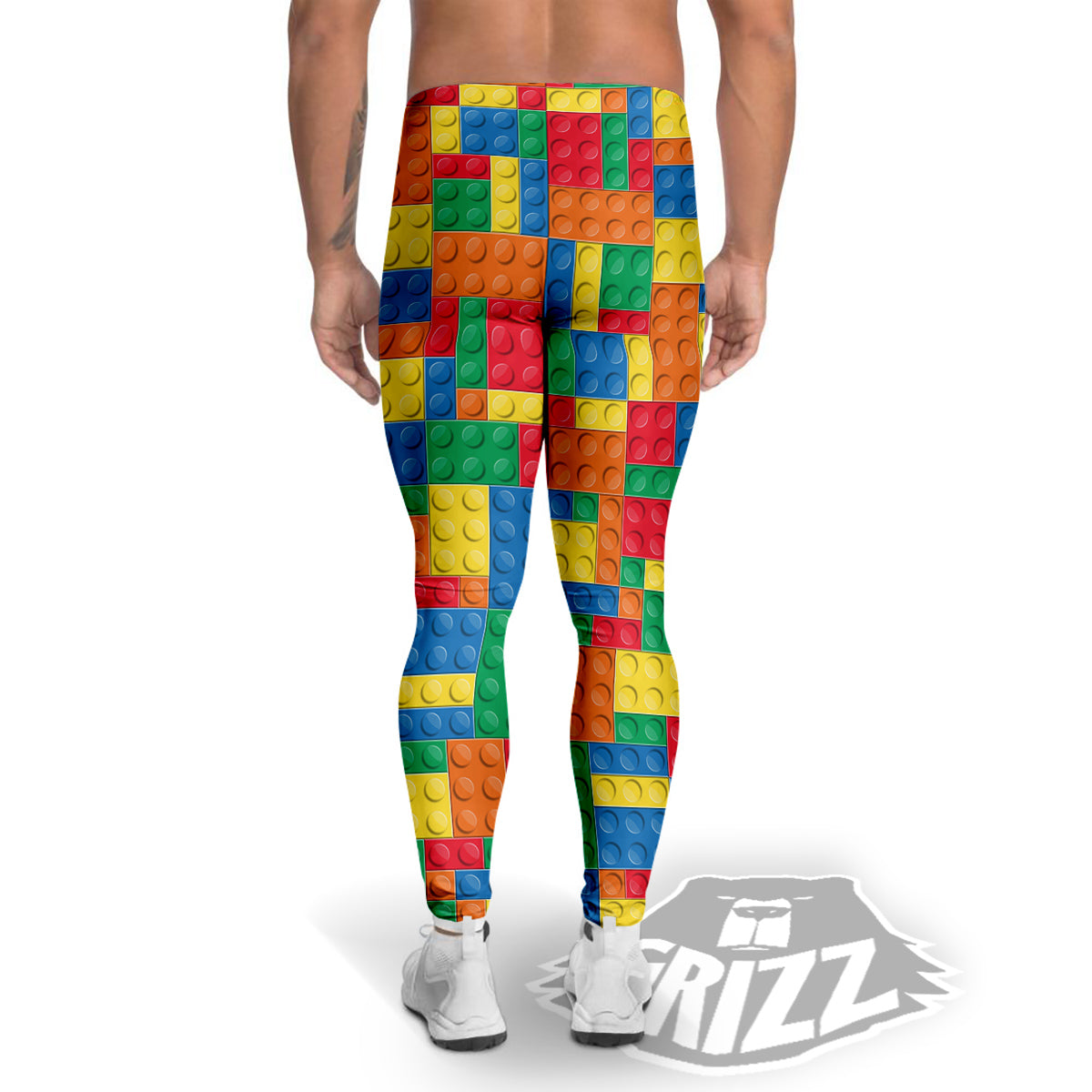 Building Blocks Colorful Plastic Print Men's Leggings-grizzshop