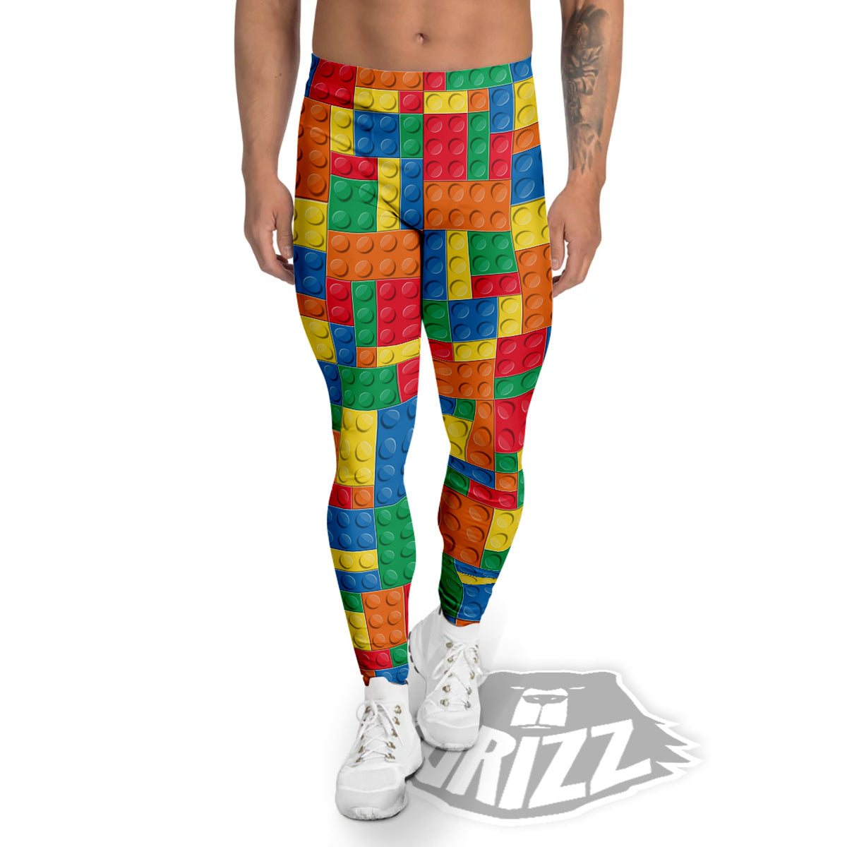 Building Blocks Colorful Plastic Print Men's Leggings-grizzshop