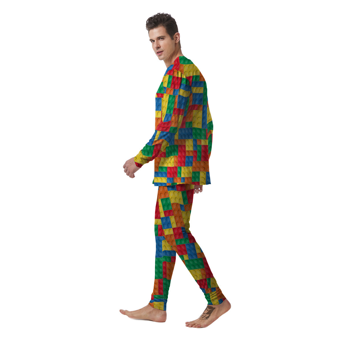 Building Blocks Colorful Plastic Print Men's Pajamas-grizzshop