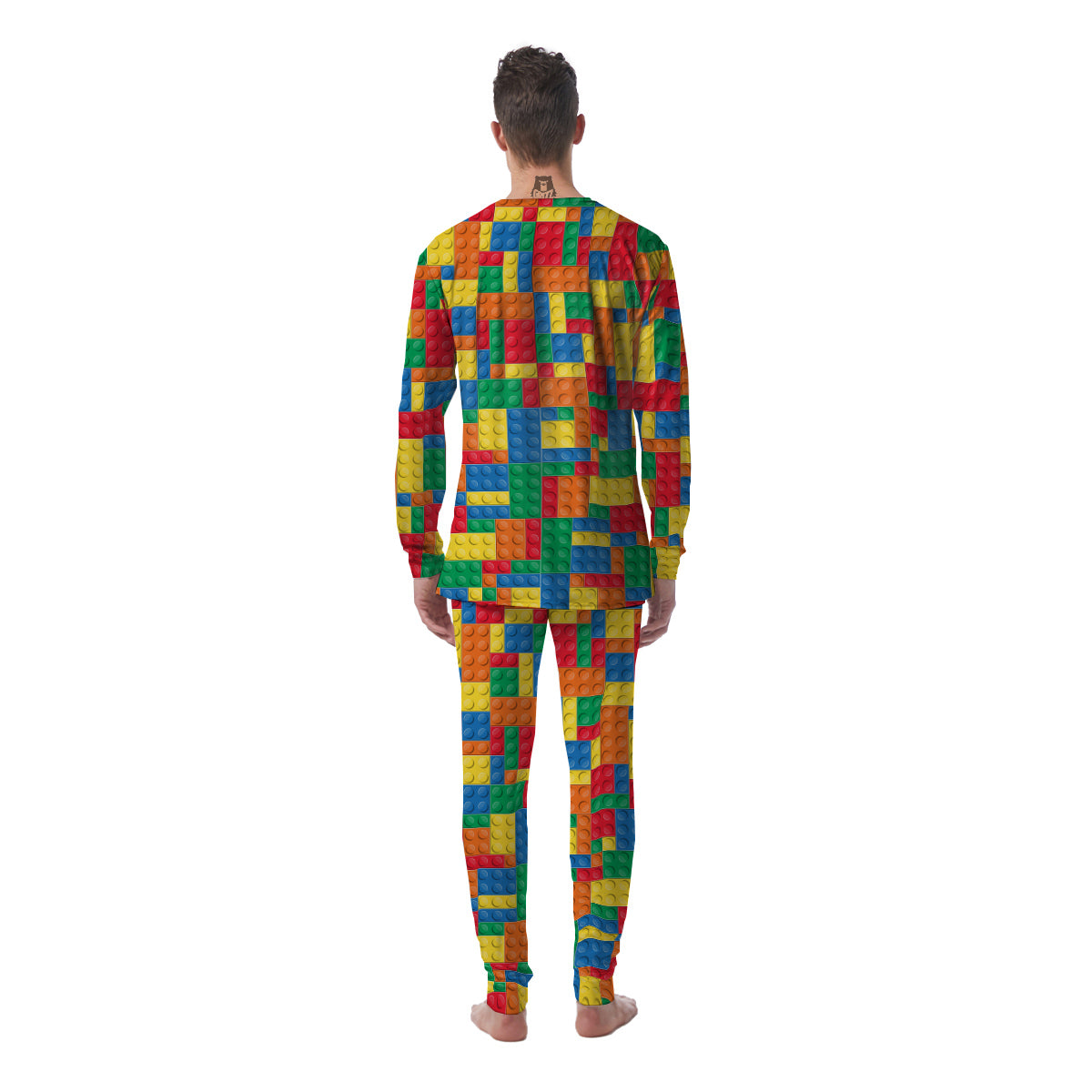 Building Blocks Colorful Plastic Print Men's Pajamas-grizzshop