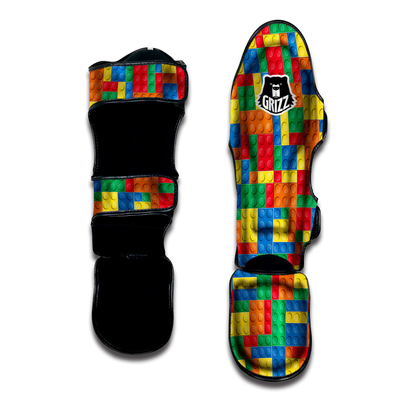 Building Blocks Colorful Plastic Print Muay Thai Shin Guards-grizzshop