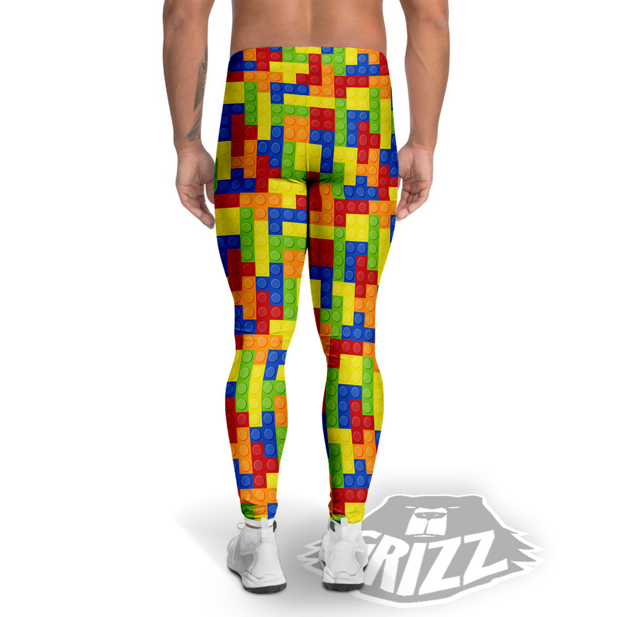 Building Blocks Colorful Print Pattern Men's Leggings-grizzshop