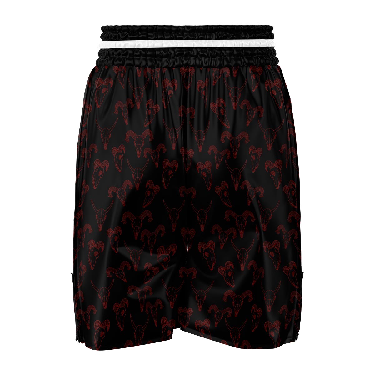 Bull Skull Black And Red Print Pattern Boxing Shorts-grizzshop