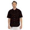 Bull Skull Black And Red Print Pattern Men's Short Sleeve Shirts-grizzshop