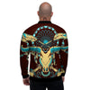 Bull Skull Indian Tribal Print Men's Bomber Jacket-grizzshop