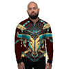 Bull Skull Indian Tribal Print Men's Bomber Jacket-grizzshop