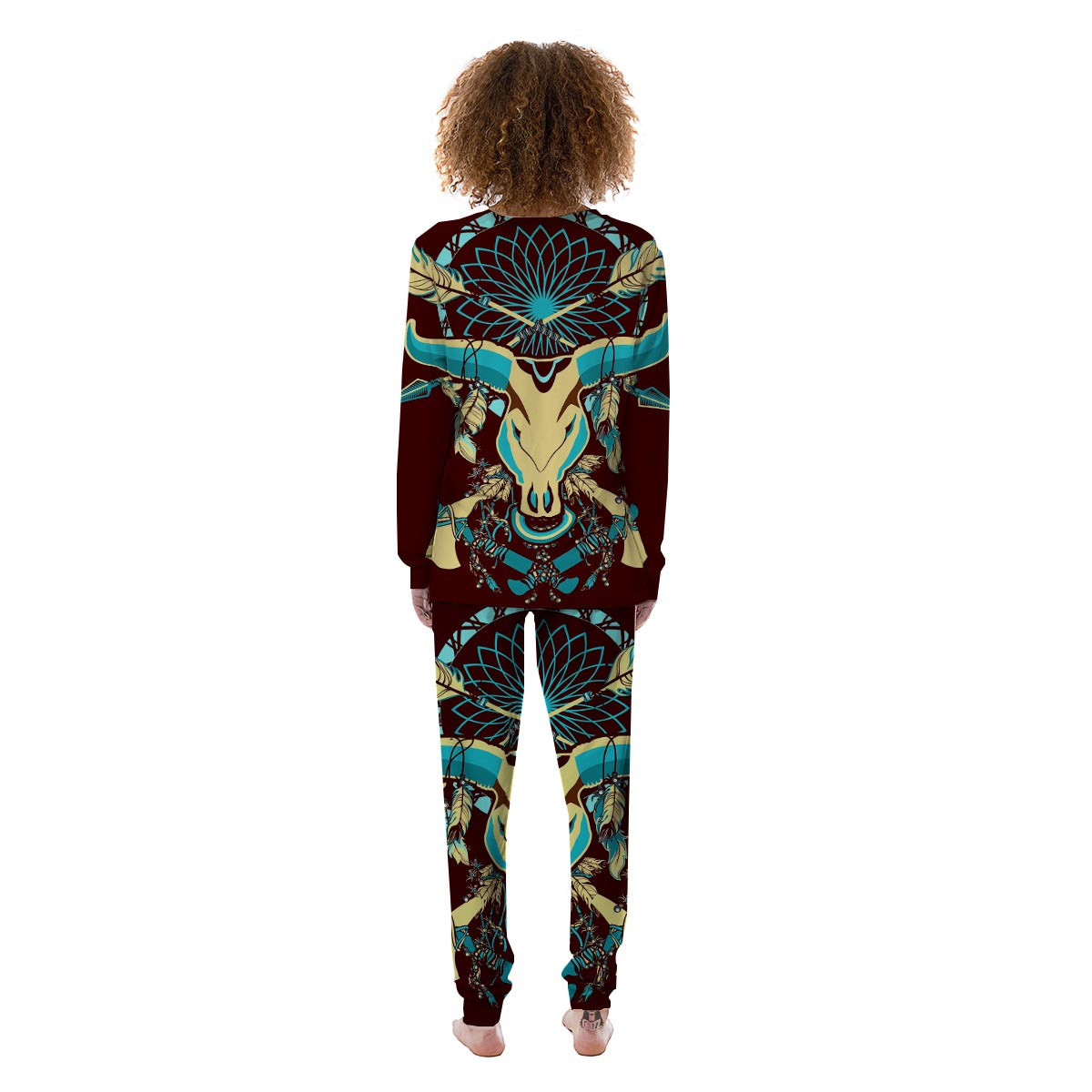 Bull Skull Indian Tribal Print Women's Pajamas-grizzshop