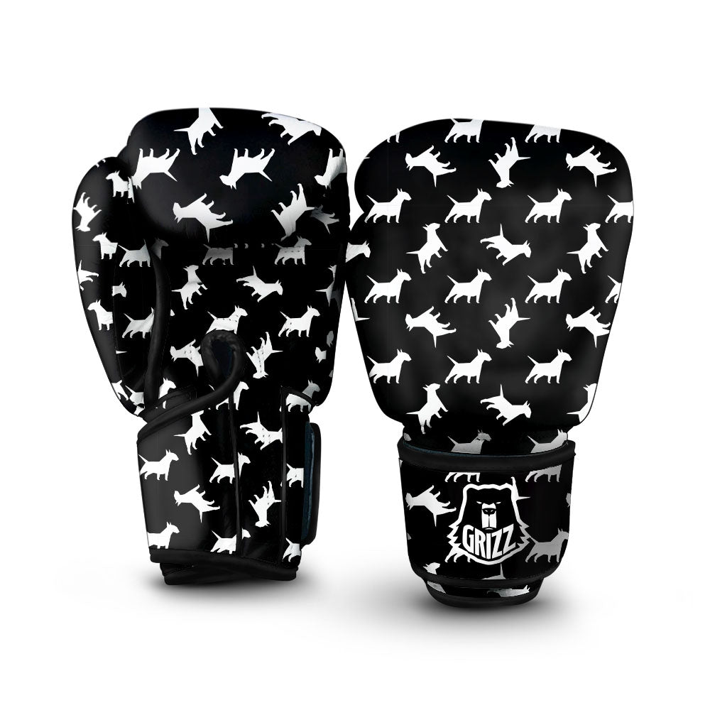 Bull Terrier Black Print Pattern Boxing Gloves-grizzshop