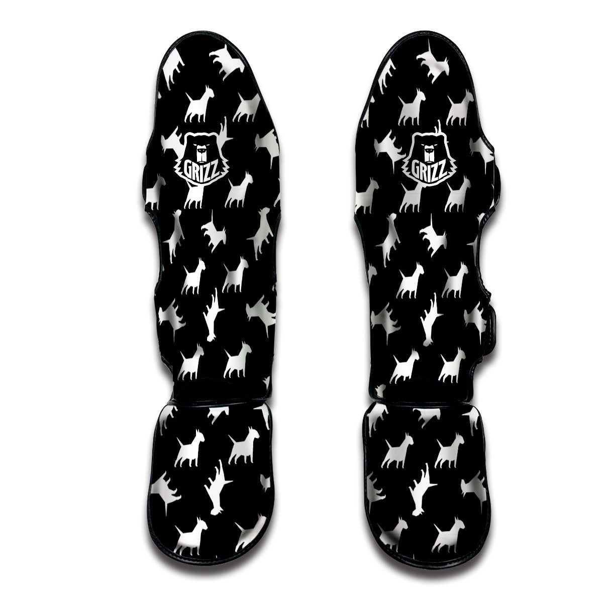 Bull Terrier Black Print Pattern Muay Thai Shin Guards-grizzshop