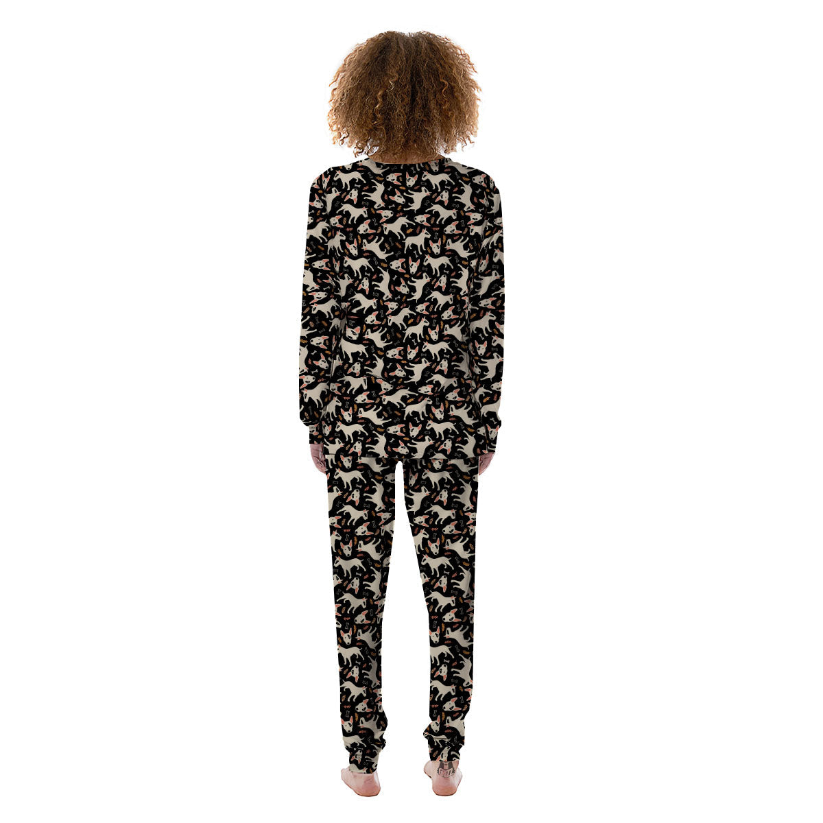 Bull Terrier Doodle Print Pattern Women's Pajamas-grizzshop