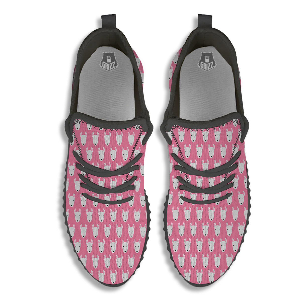Bull Terrier Faces Cute Print Pattern Black Walking Shoes-grizzshop