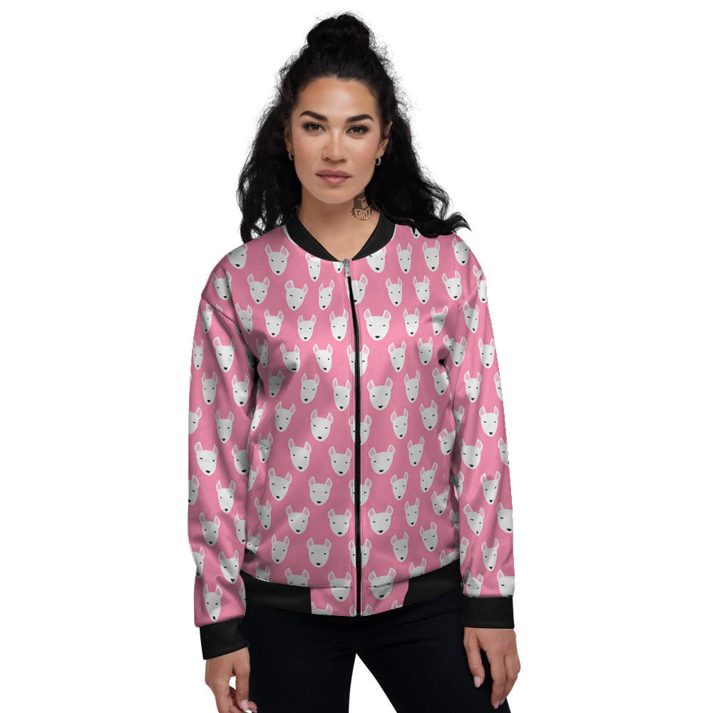 Bull Terrier Faces Cute Print Pattern Women's Bomber Jacket-grizzshop