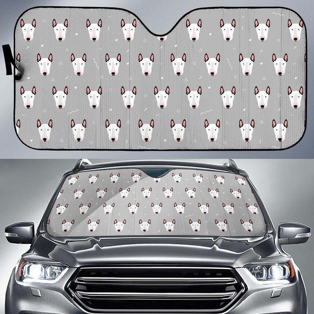 Bull Terrier Glay Pattern Print Car Sun Shade-grizzshop