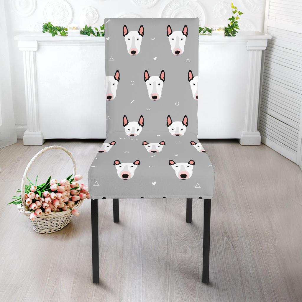 Bull Terrier Glay Pattern Print Chair Cover-grizzshop