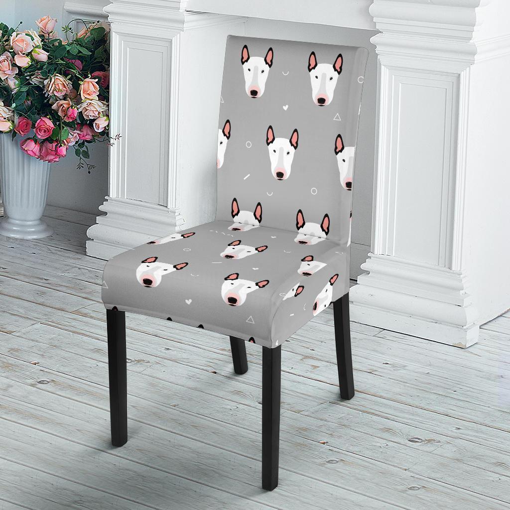 Bull Terrier Glay Pattern Print Chair Cover-grizzshop