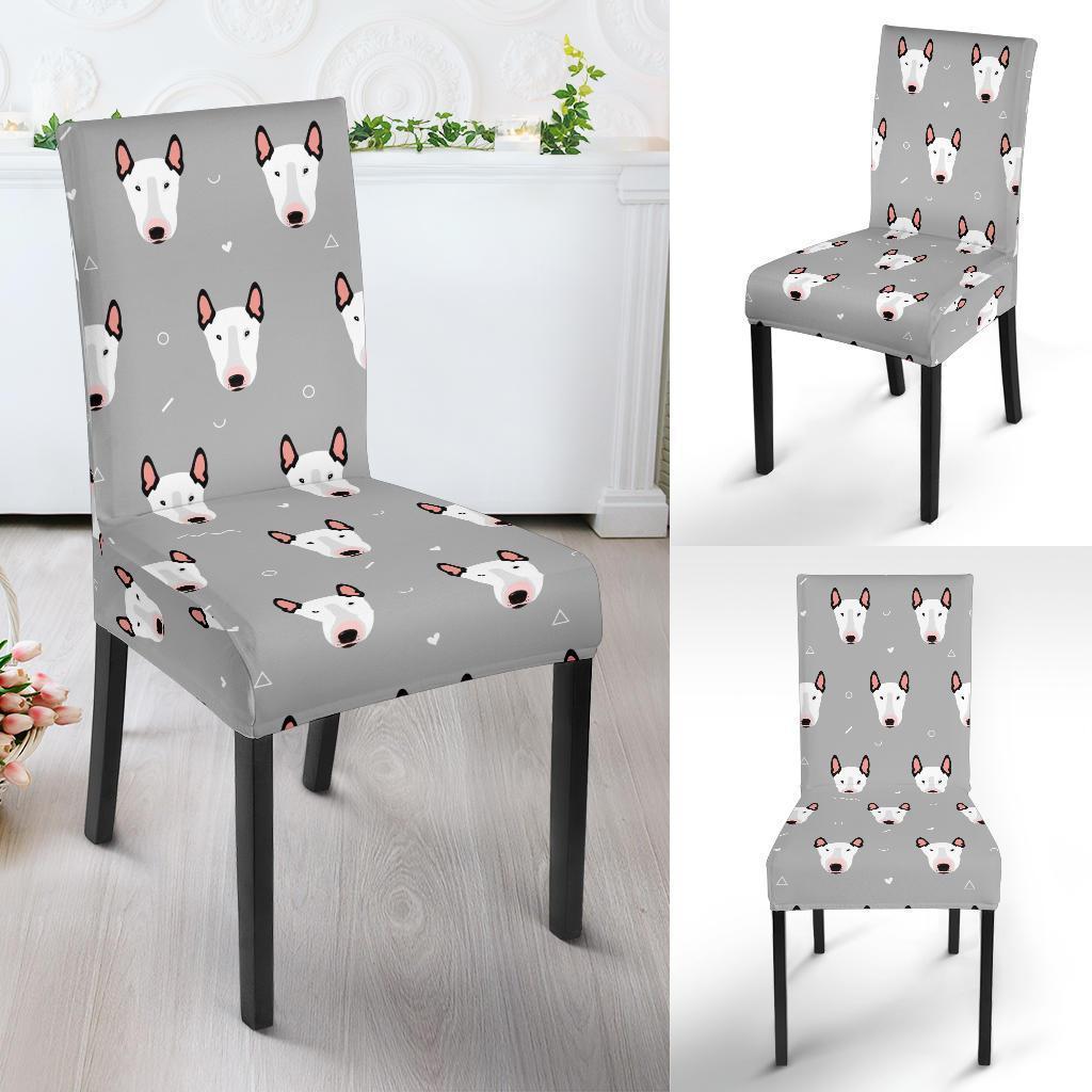 Bull Terrier Glay Pattern Print Chair Cover-grizzshop