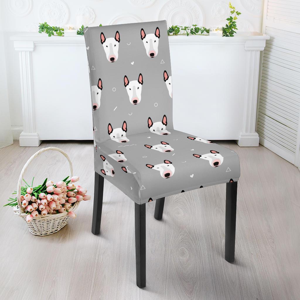 Bull Terrier Glay Pattern Print Chair Cover-grizzshop