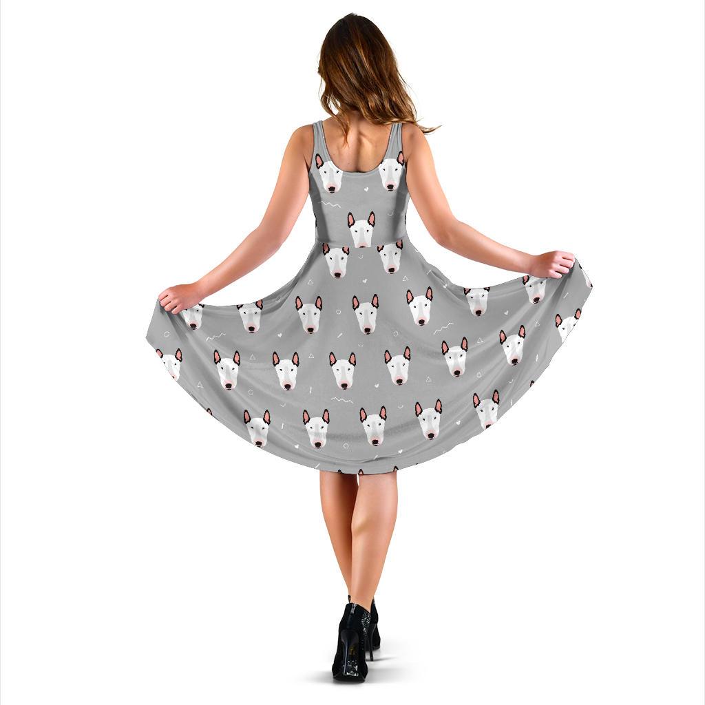 Bull Terrier Glay Pattern Print Dress-grizzshop