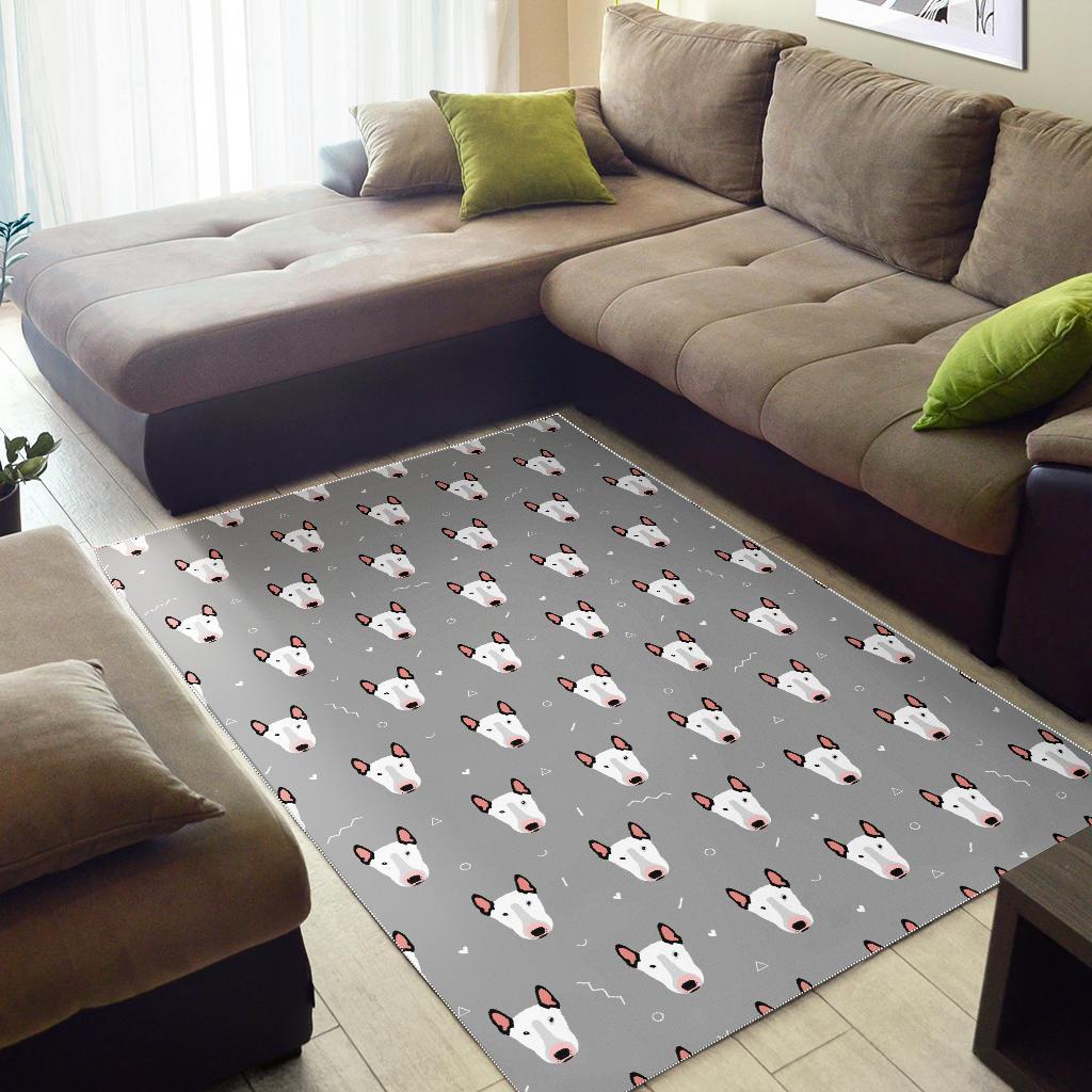 Bull Terrier Glay Pattern Print Floor Mat-grizzshop