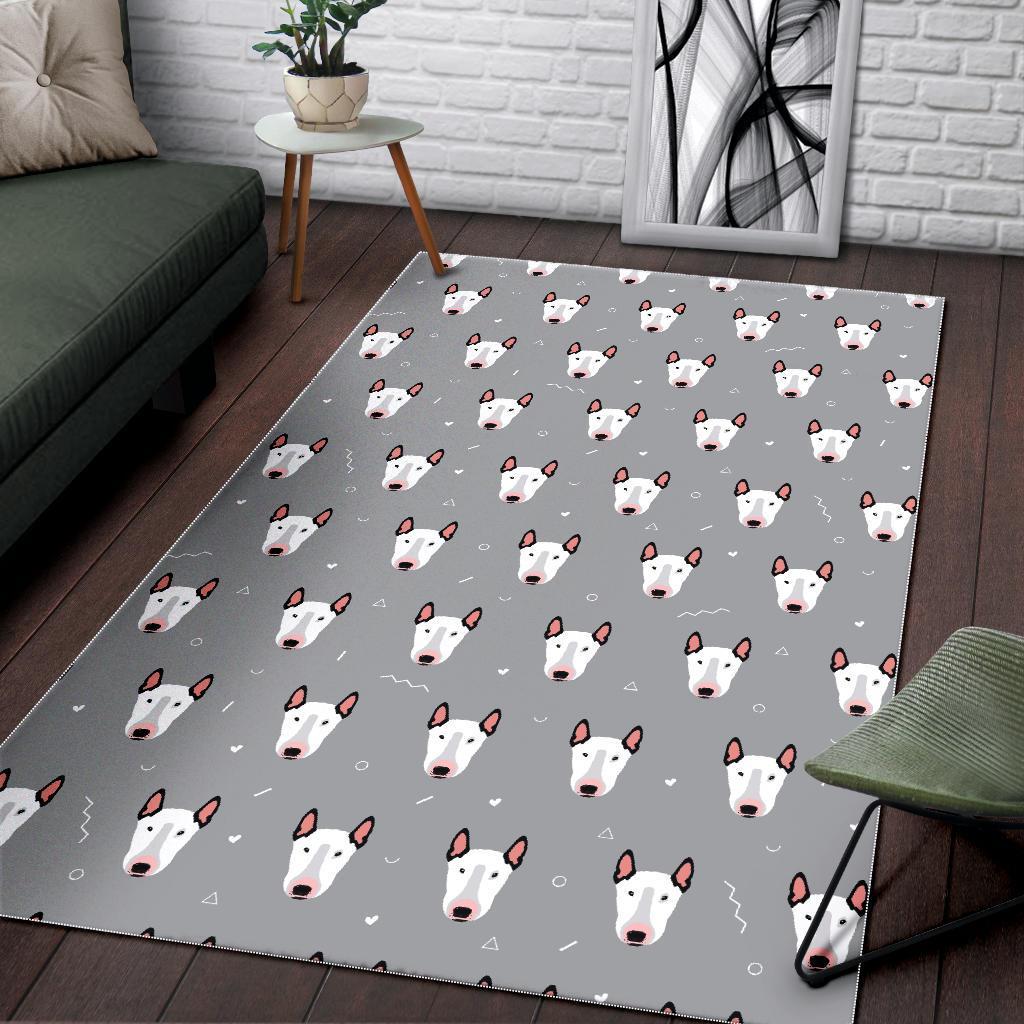 Bull Terrier Glay Pattern Print Floor Mat-grizzshop