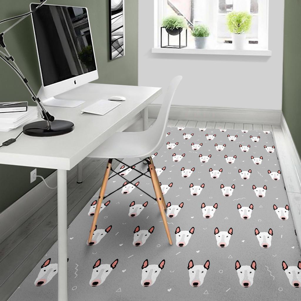 Bull Terrier Glay Pattern Print Floor Mat-grizzshop