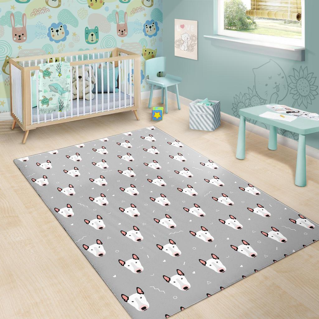 Bull Terrier Glay Pattern Print Floor Mat-grizzshop