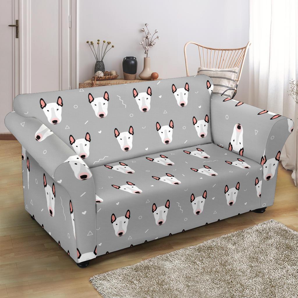 Bull Terrier Glay Pattern Print Loveseat Cover-grizzshop