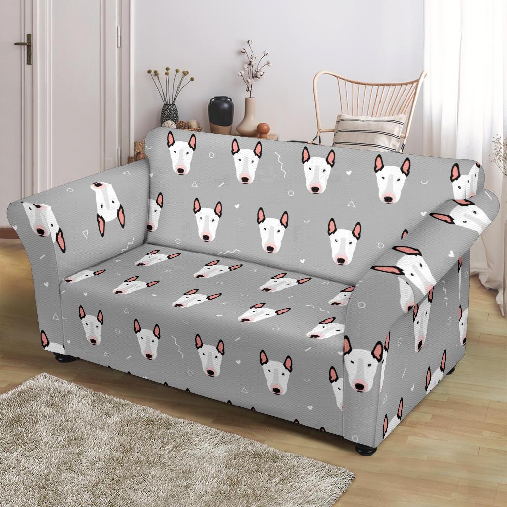 Bull Terrier Glay Pattern Print Loveseat Cover-grizzshop