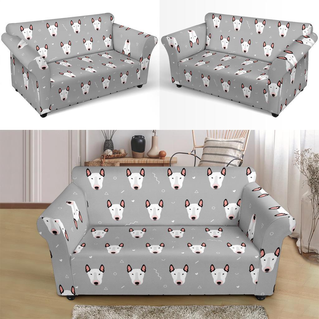 Bull Terrier Glay Pattern Print Loveseat Cover-grizzshop