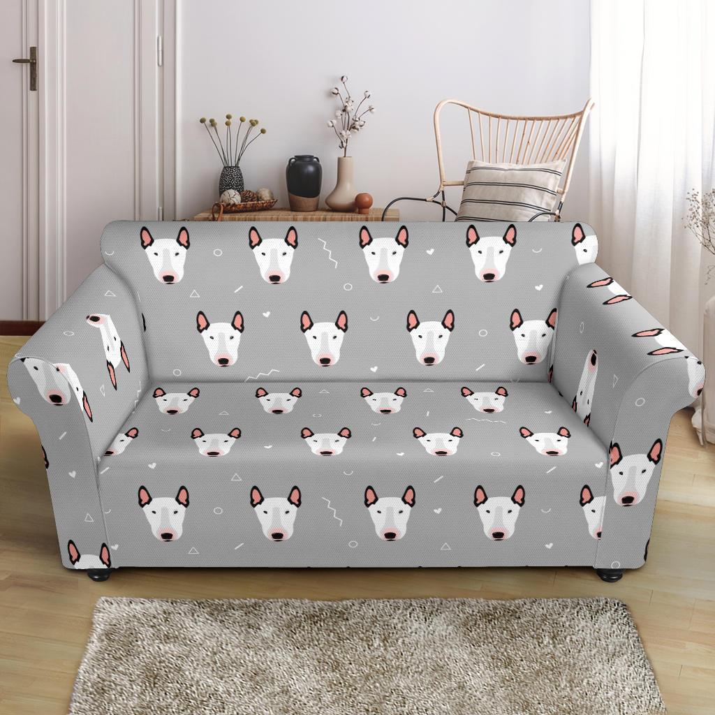 Bull Terrier Glay Pattern Print Loveseat Cover-grizzshop