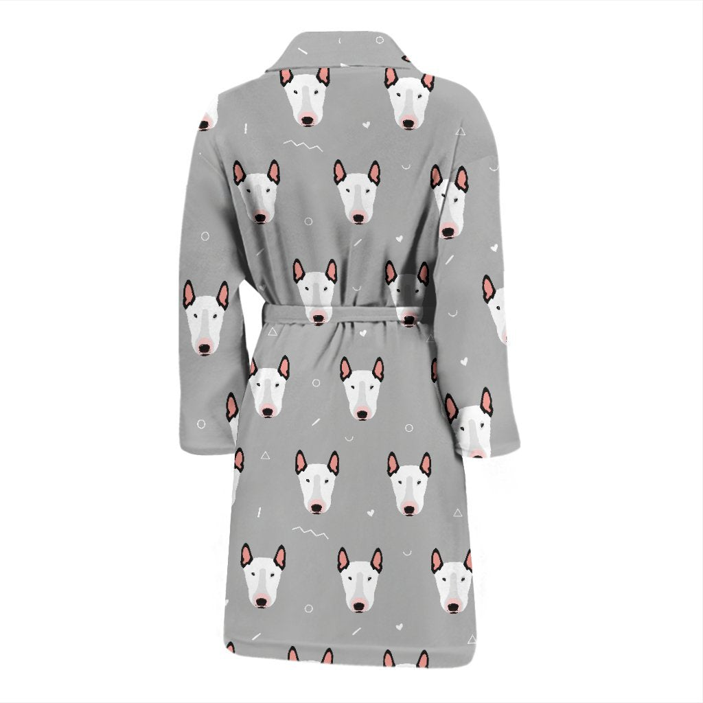 Bull Terrier Glay Pattern Print Men Long Robe-grizzshop