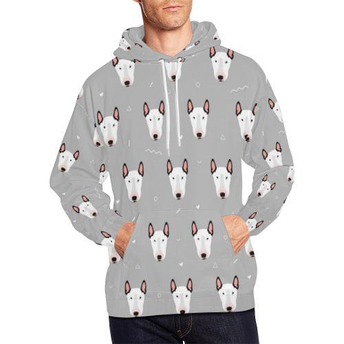 Bull Terrier Glay Pattern Print Men Pullover Hoodie-grizzshop