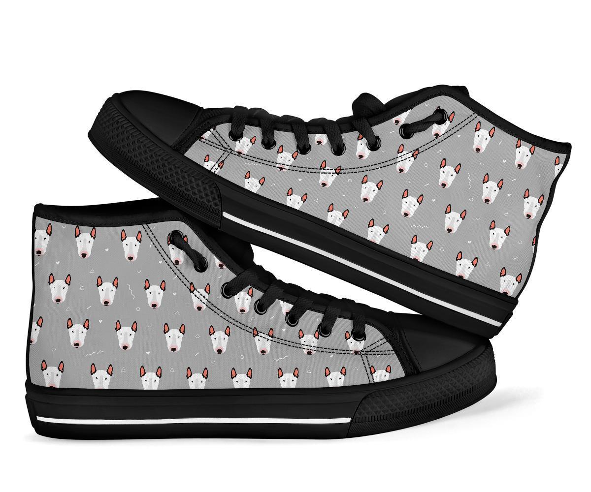 Bull Terrier Glay Pattern Print Men Women's High Top Shoes-grizzshop